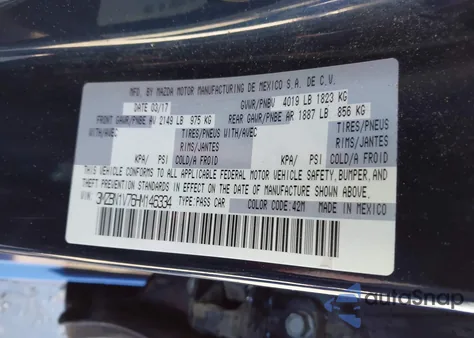 2017 Mazda Mazda3 Touring z USA, uszkodzony, nr VIN 3MZBN1V76HM146334